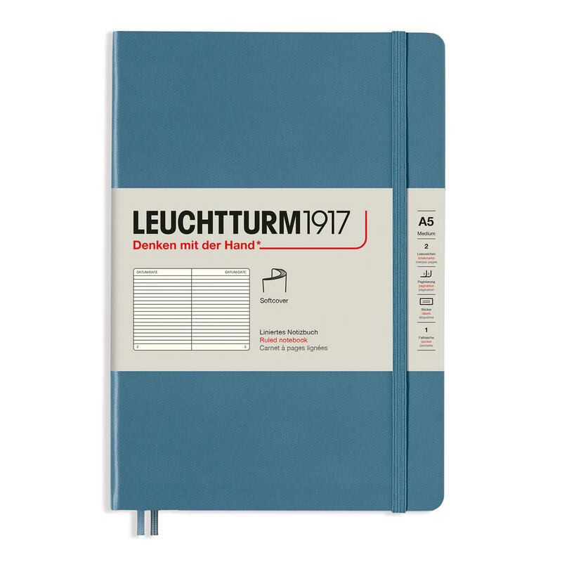 Leuchtturm Notebook A5 Soft Ruled Stone Blue
