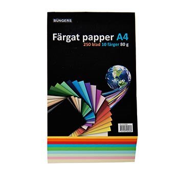 Färgat papper A4 80g sorterat 250/fp