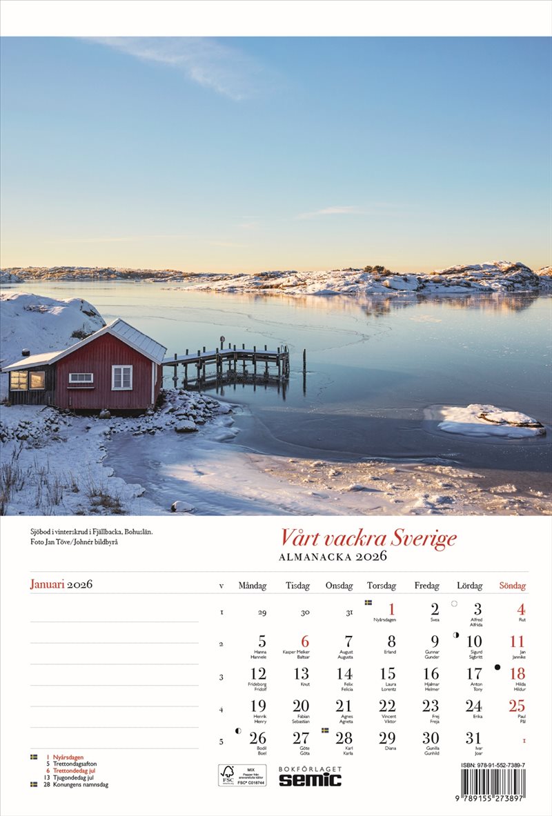 Vårt vackra Sverige almanacka 2026