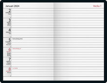 Kalender 2024 Agenda Svart Konstläder FSC